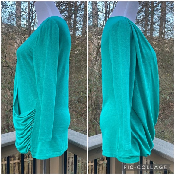 Lafayette 148 NY front draped freshwater linen 3/4 sleeve top size M - Picture 6 of 9